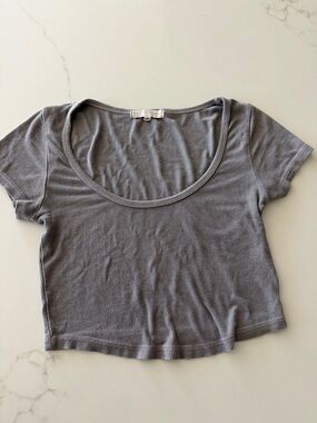 Truly Madly Deeply Ribbed Scoop Crop Top - Mauve-Gray